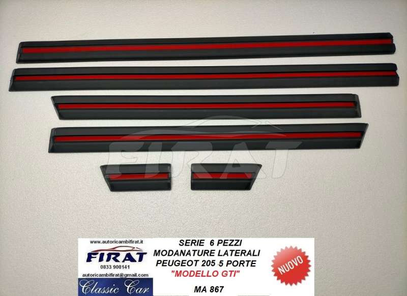 MODANATURE LATERALI PEUGEOT 205 5 PORTE MODELLO GTI (867)